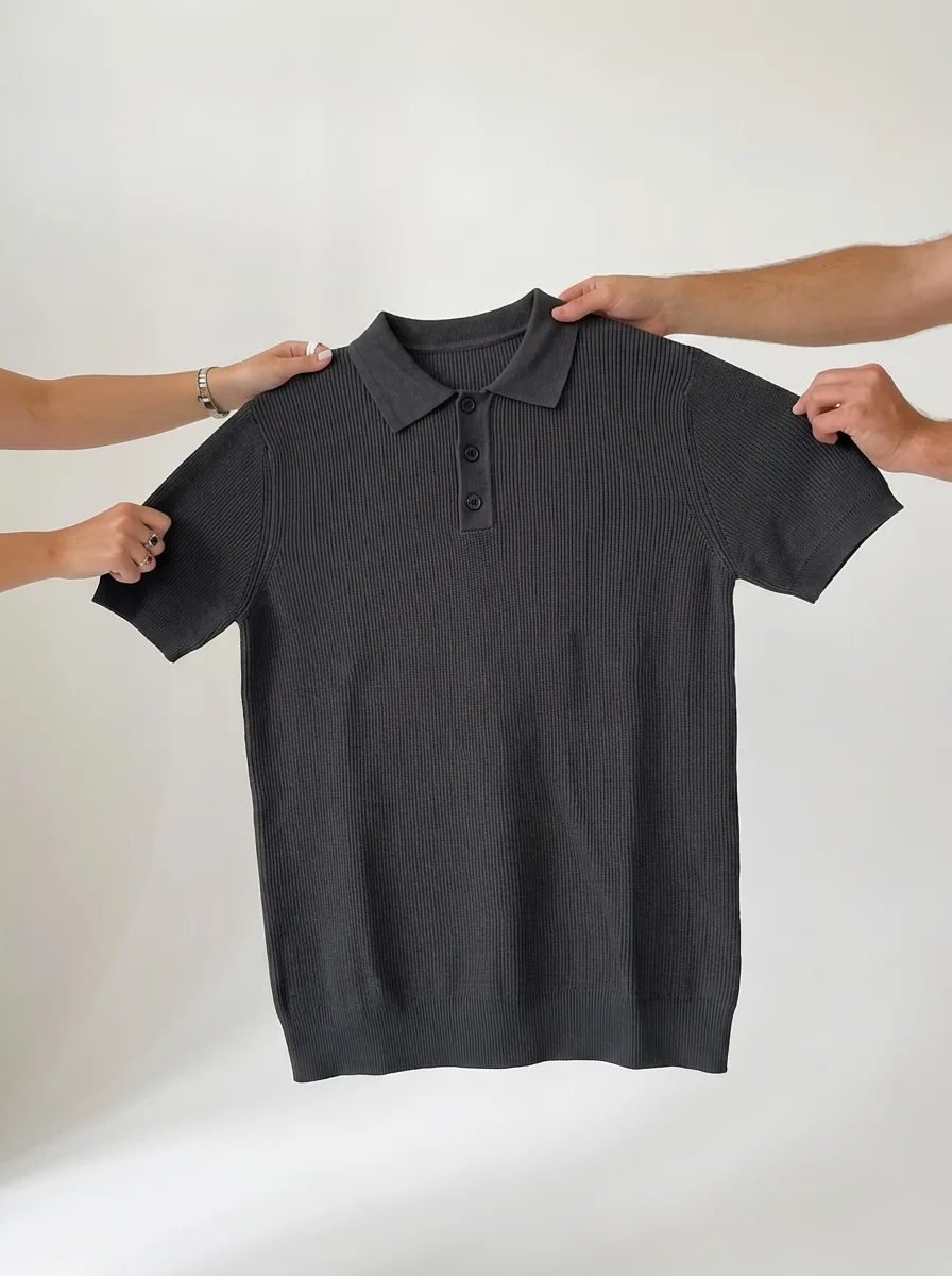 Graphite Ribbed Knit Polo